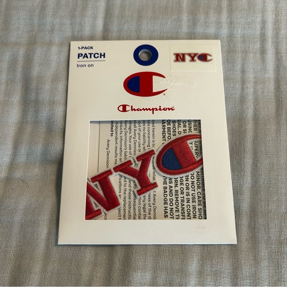 NEW Champion Iron-On Patch with Blue Accent